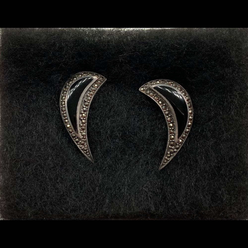 Marcasite and onyx earrings